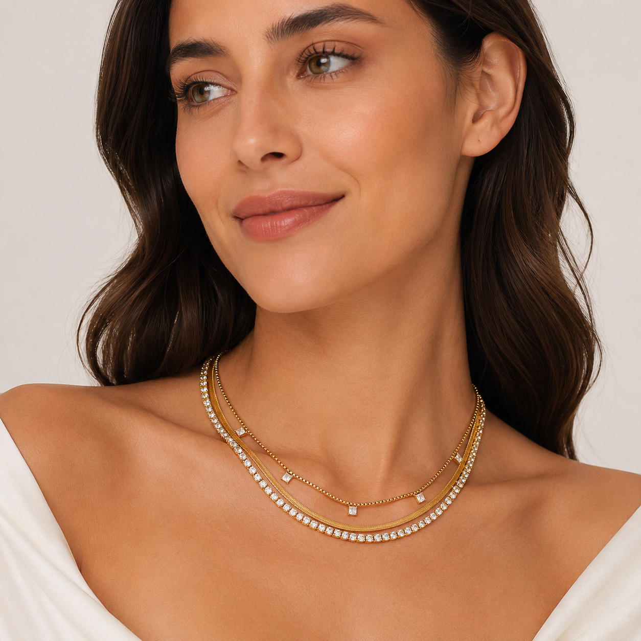 Courtney Gold Triple Strand Necklace