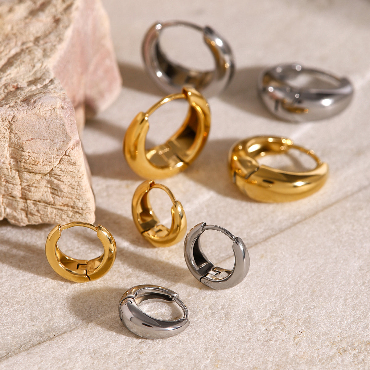 Nikki Bold Gold Huggie Hoop Earrings