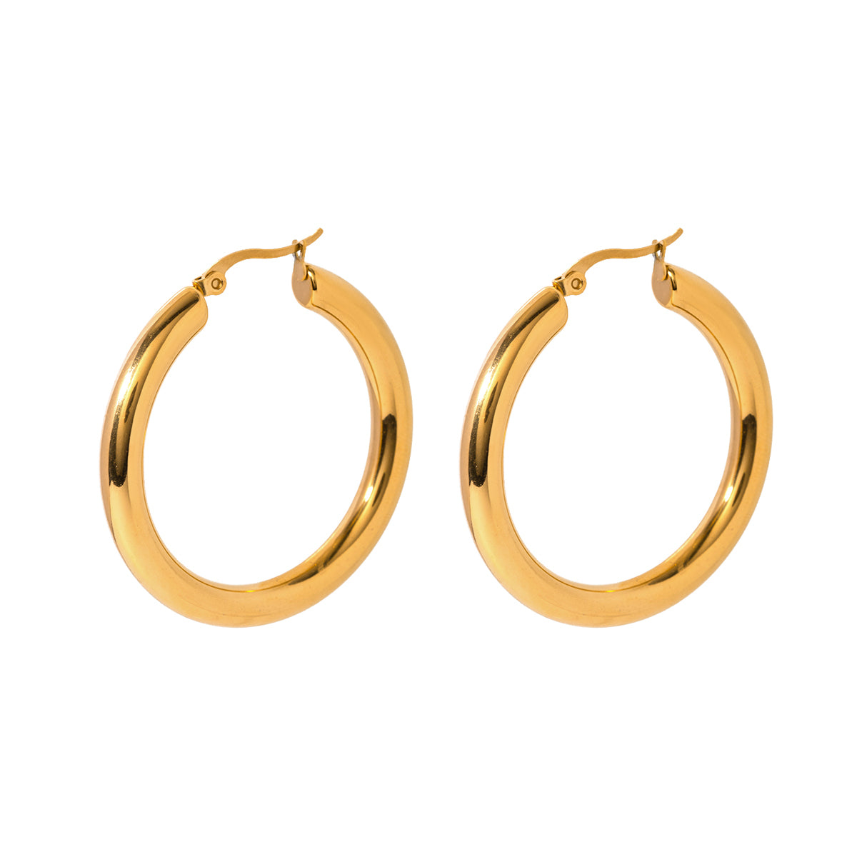 Large Gold Tube Hoop Earrings