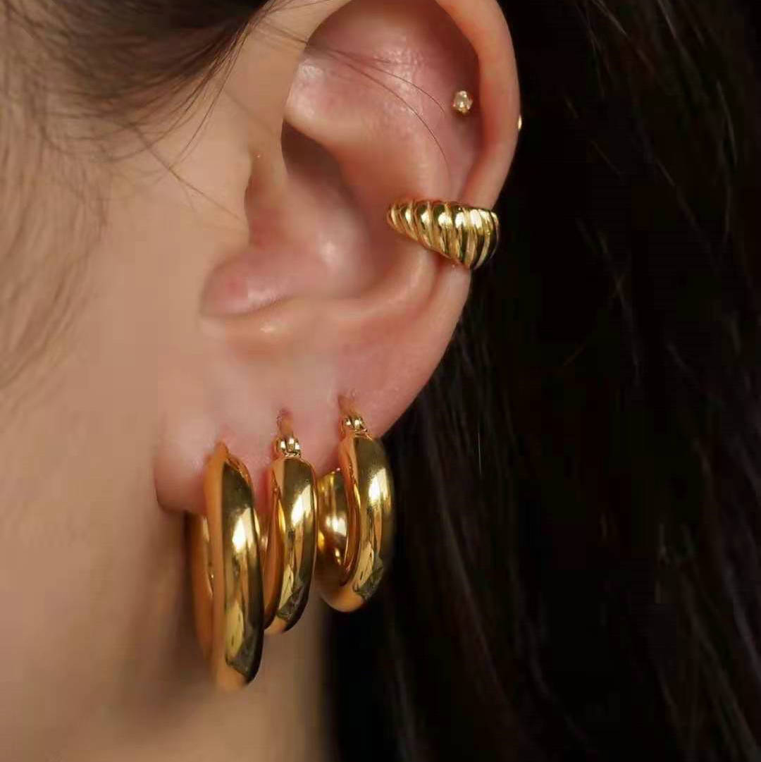 Large Gold Tube Hoop Earrings