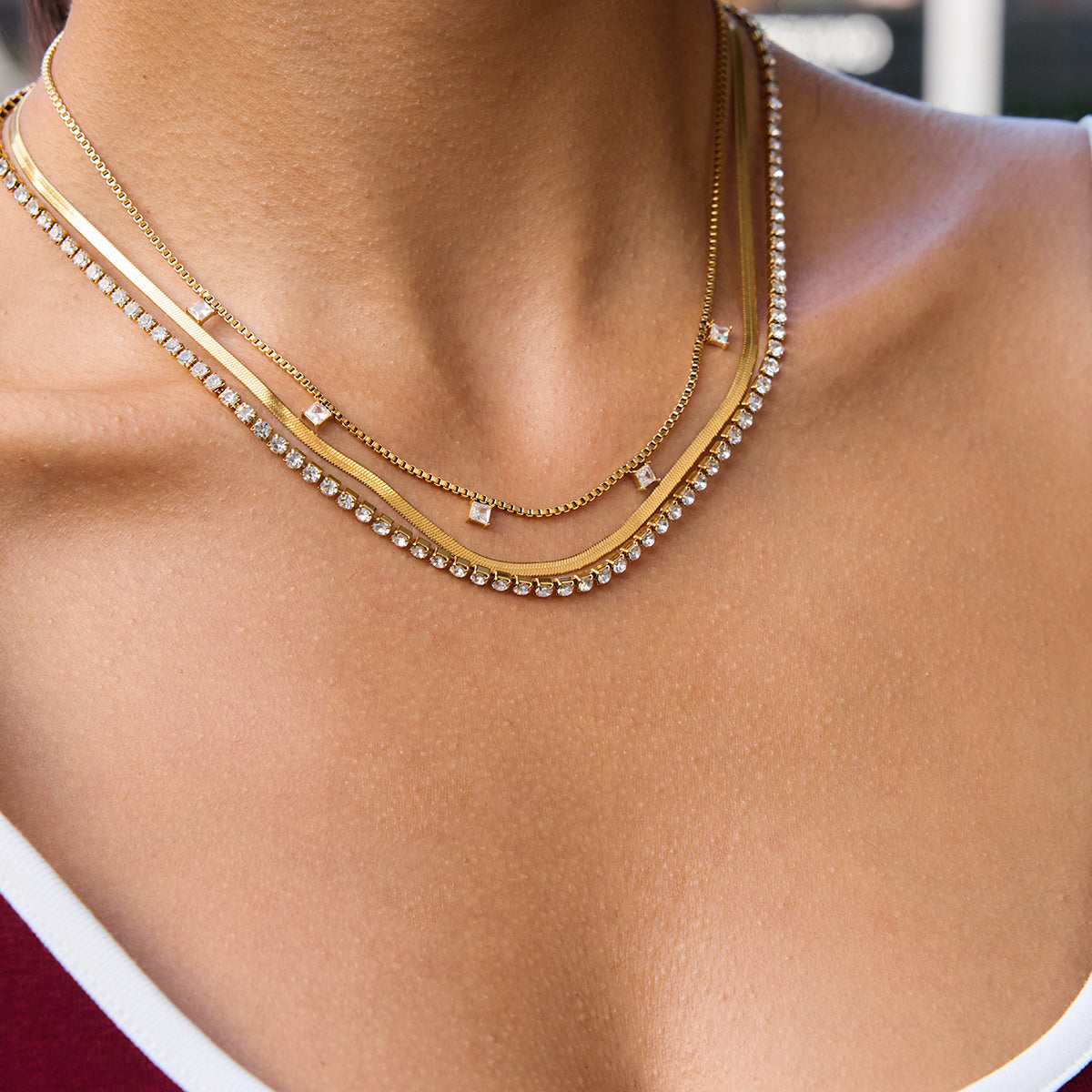 Courtney Gold Triple Strand Necklace