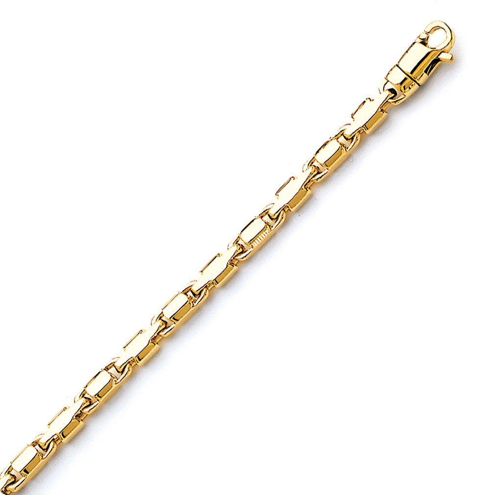 14K Solid Yellow Gold Handmade Custom Signature Aidan Necklace 4 x 4 mm Thick