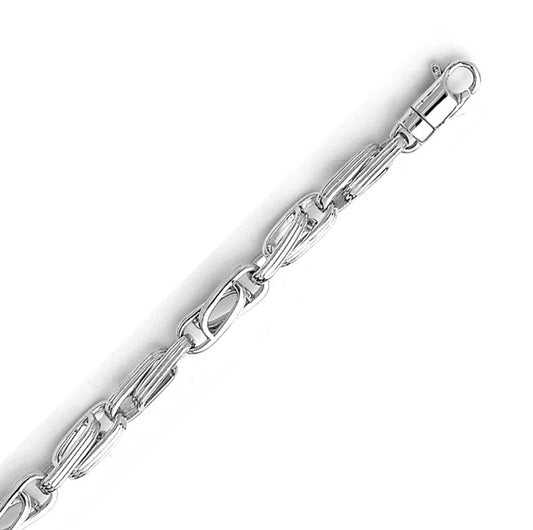 14K Solid White Gold Handmade Custom Signature Budapest Necklace 5.6 x 5.6 mm Thick