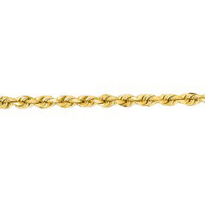 10K Solid Yellow Gold Diamond Cut Rope  Bracelet 2mm thick 7 Inches