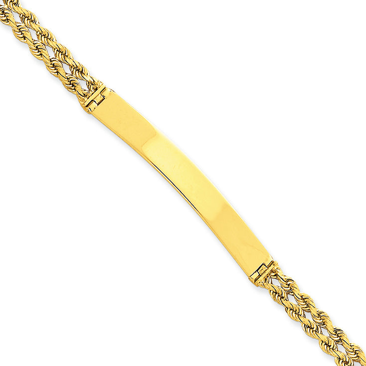 14K Gold Two Strand Rope ID Bracelet 8 Inches