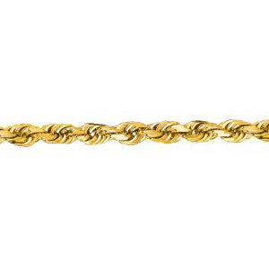 10K Solid Yellow Gold Diamond Cut Rope Bracelet 2.75mm thick 7 Inches