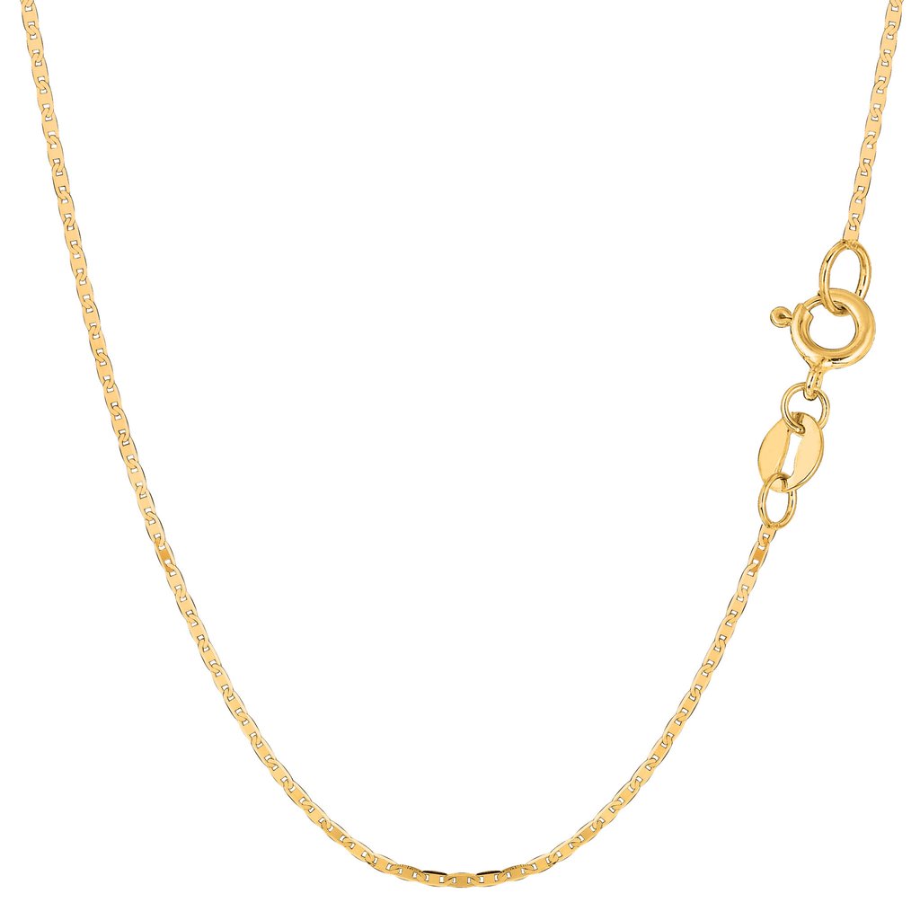 14K Solid Yellow Gold Mariner Chain Necklace 1.2mm thick 20 Inches