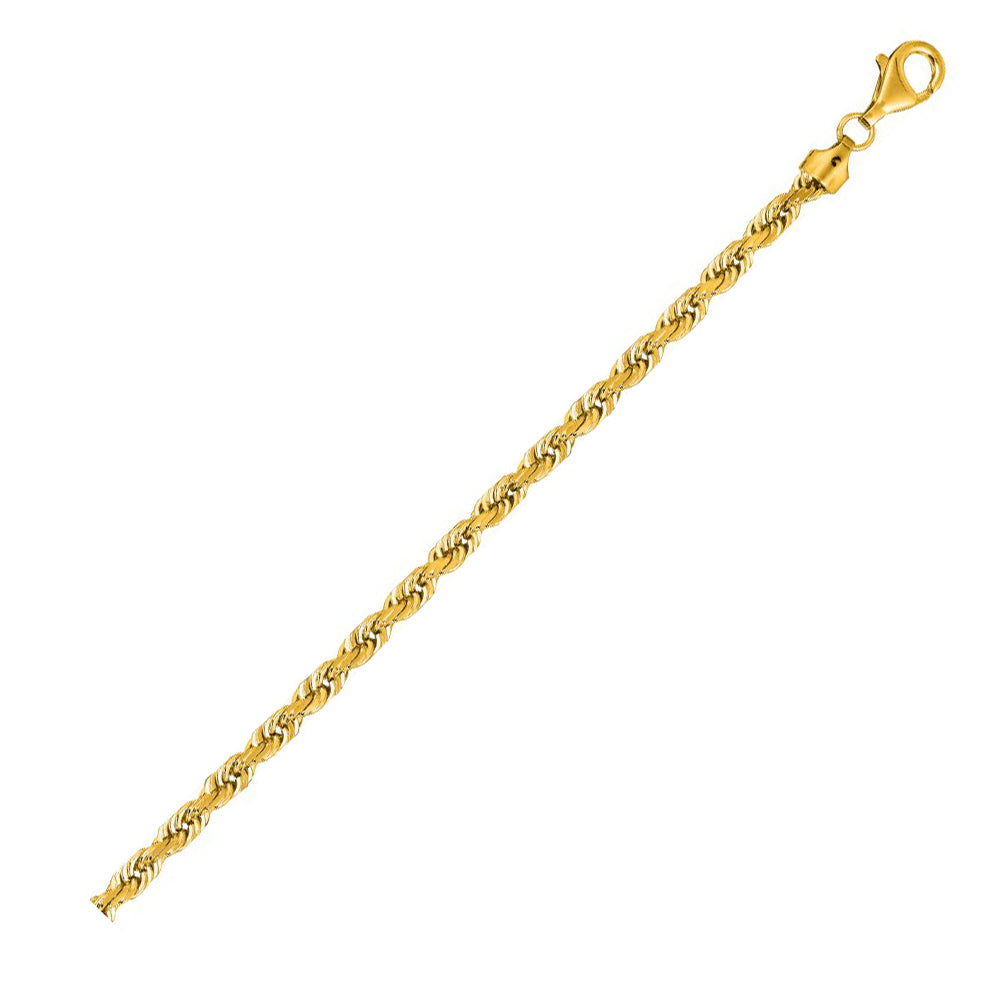 10K Solid Yellow Gold Solid Diamond Cut Rope 5mm thick 24 Inches