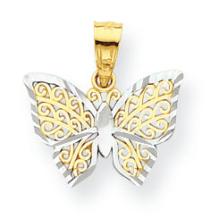 10K Gold & Rhodium Butterfly Charm