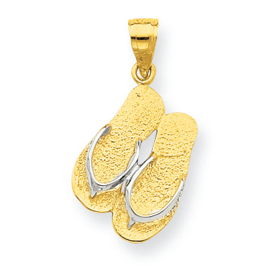 10K Gold & Rhodium Flip Flops Charm