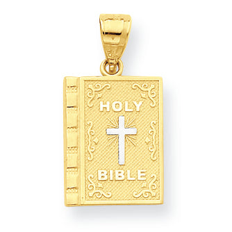 10K Gold & Rhodium Holy Bible Charm
