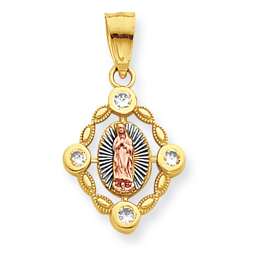 10K Gold Small Two-tone Our Lady of Guadalupe Pendant