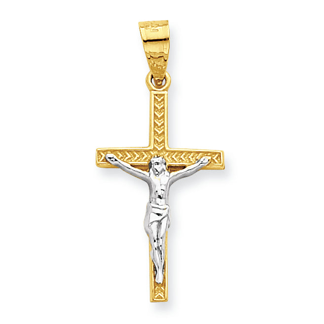 10K Gold & Rhodium Crucifix Pendant
