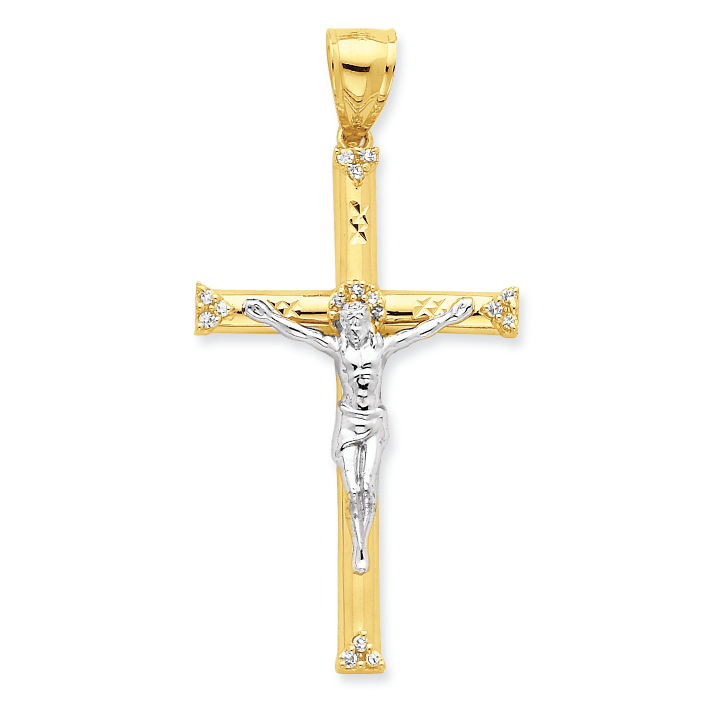 10K Gold CZ Crucifix Pendant