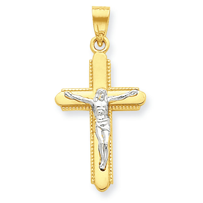 10K Gold & Rhodium Crucifix Pendant