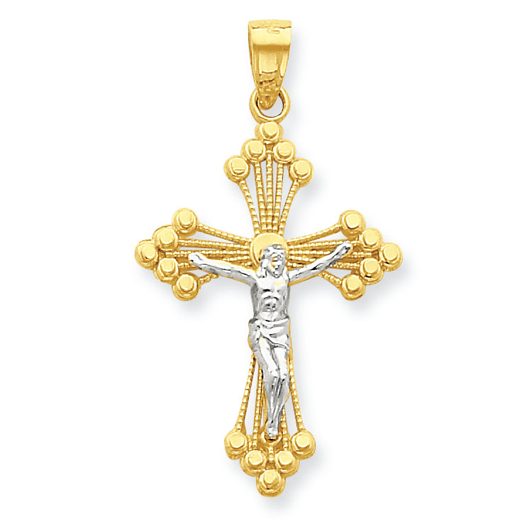 10K Gold & Rhodium Crucifix Pendant