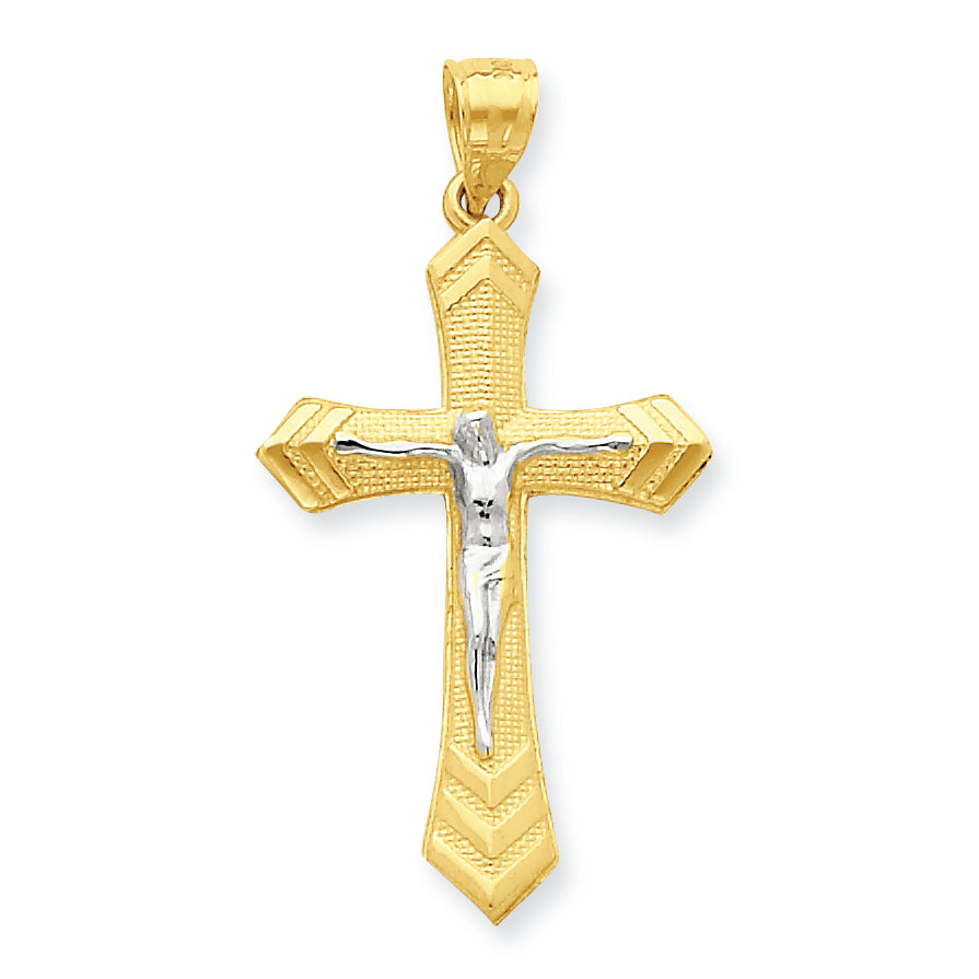 10K Gold & Rhodium Passion Crucifix Pendant