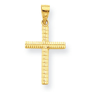 10K Gold Diamond-Cut Cross Pendant