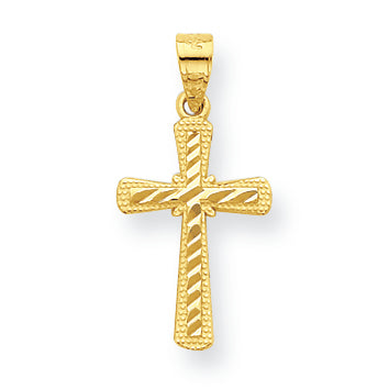 10K Gold Diamond-Cut Cross Pendant