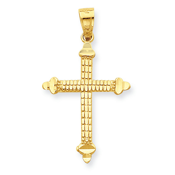 10K Gold Budded Cross Pendant