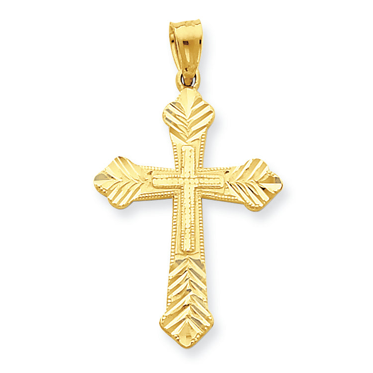 10K Gold Budded Cross Pendant