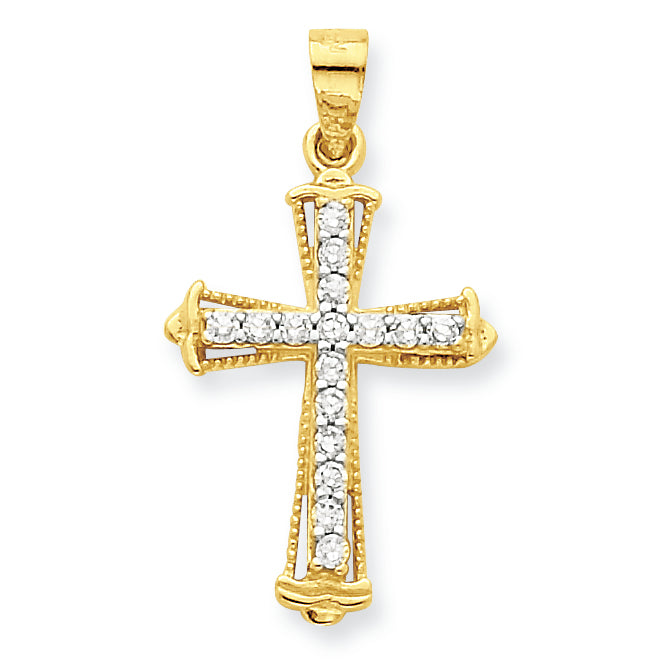 10K Gold CZ Cross Pendant