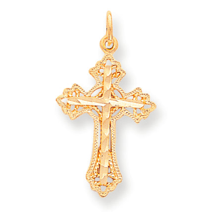 10K Gold Diamond-Cut CROSS CHARM
