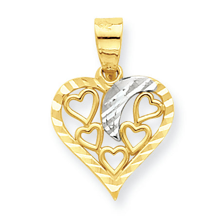 10K Gold & Rhodium Heart Charm
