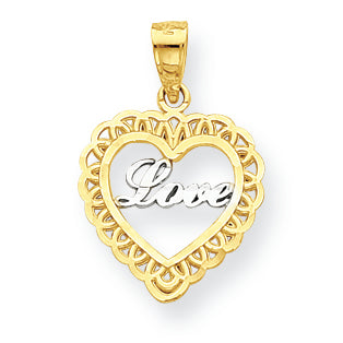 10K Gold & Rhodium Love Heart Charm