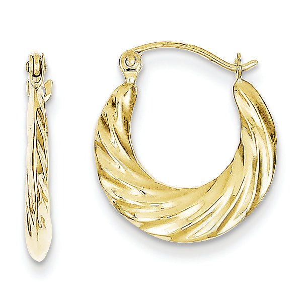10K Gold Fancy Small Hoop Earrings