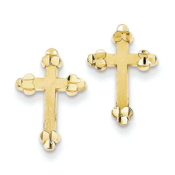 10K Gold Budded Cross Earring