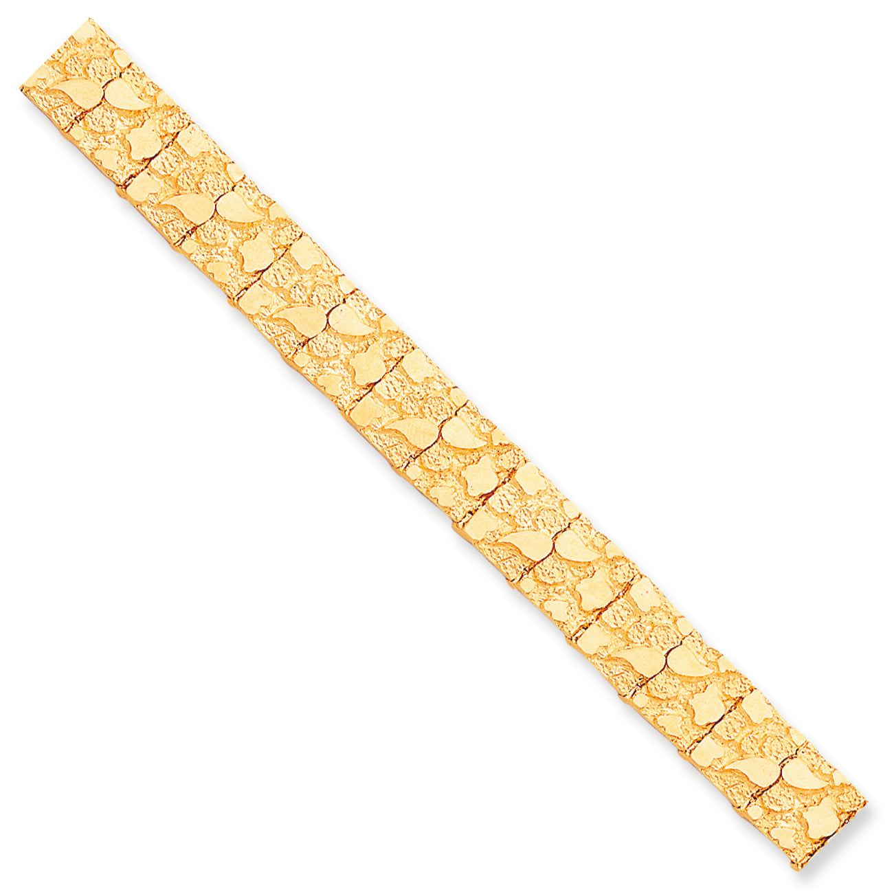 10K Gold 12.0mm NUGGET Bracelet 8 Inches