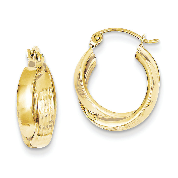 10K Gold D/C Square Tube Hoop Earrings
