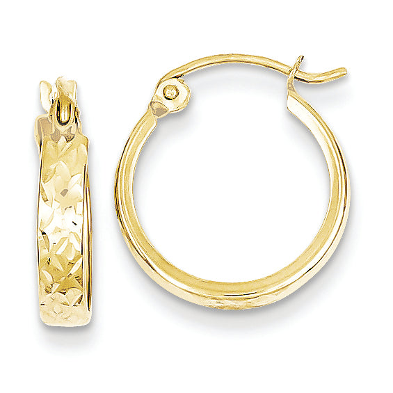 10K Gold D/C Square Tube Hoop Earrings