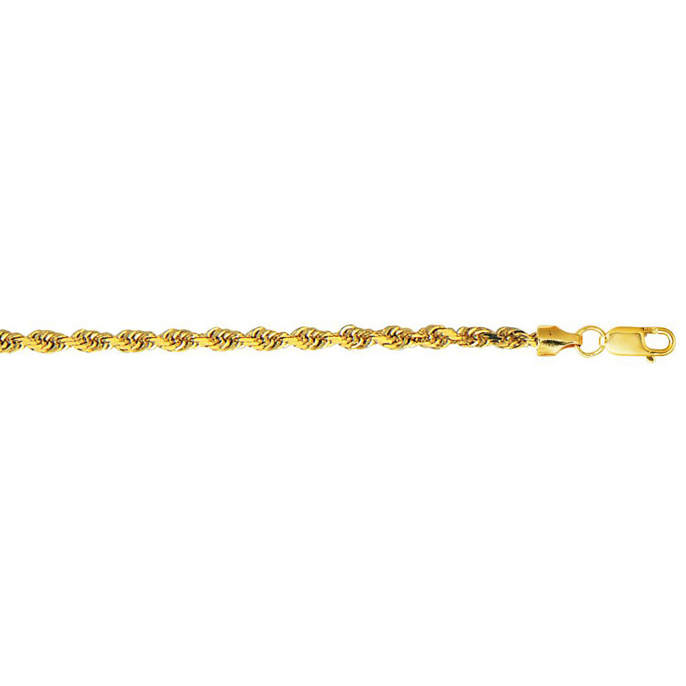 10K Solid Yellow Gold Light Sparkle Chain Necklace 3.2mm thick 20 Inches