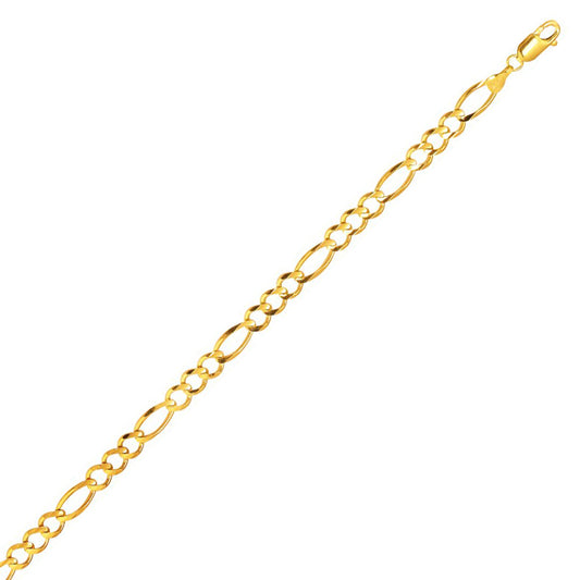 10K Solid Yellow Gold Classic Figaro 6mm thick 22 Inches