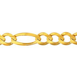 10K Solid Yellow Gold Classic Figaro 7mm thick 22 Inches