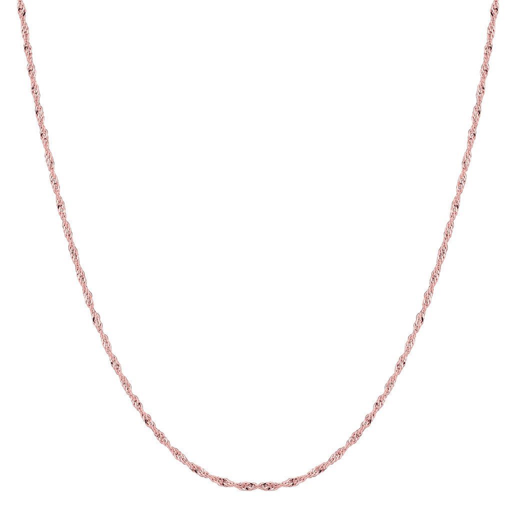 14K Solid Pink Gold Singapore Chain Necklace 1mm thick 16 Inches