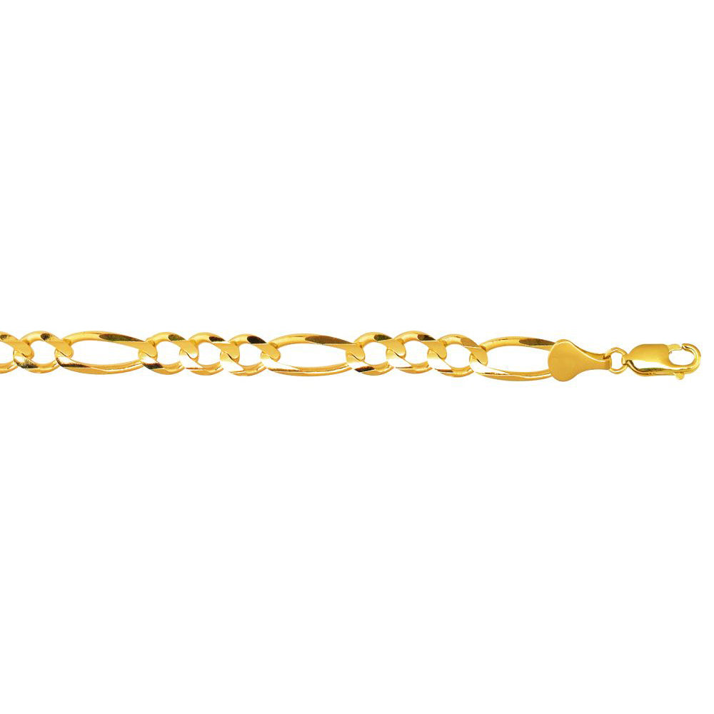 10K Solid Yellow Gold Figaro Bracelet 8.3mm thick 8.5 Inches