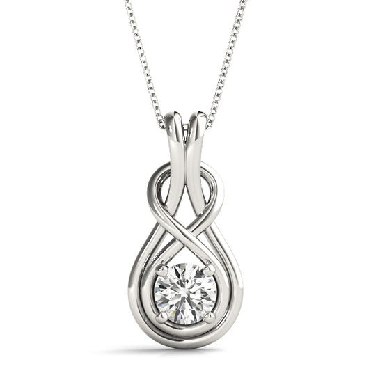 Diamond Love Knot Solitaire Pendant in 14k White Gold (0.40 ct. tw.)