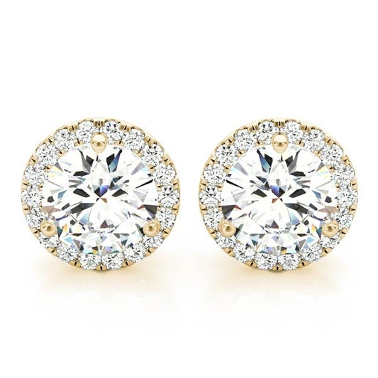 Diamond Halo Earrings in 14k Yellow Gold (0.75 ct. tw. VS1-VS2 F-G)