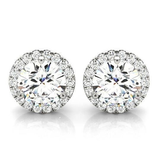Diamond Halo Earrings in 14k White Gold (0.75 ct. tw. VS1-VS2 F-G)