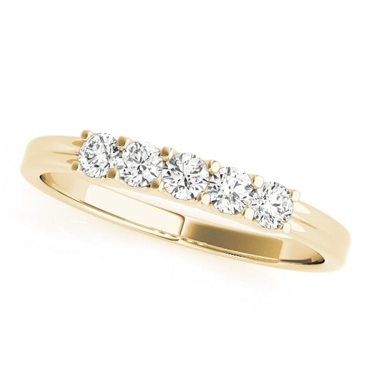 14K Yellow Gold 0.90CTW Five Stone Common Prong Diamond Anniversary Ring VS1-VS2 F-G