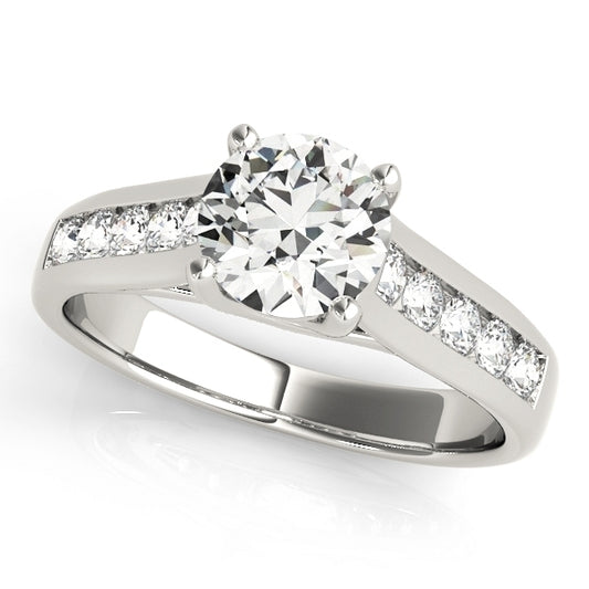 1.65 CT. Channel Diamond Engagement Ring in 14K Solid White Gold