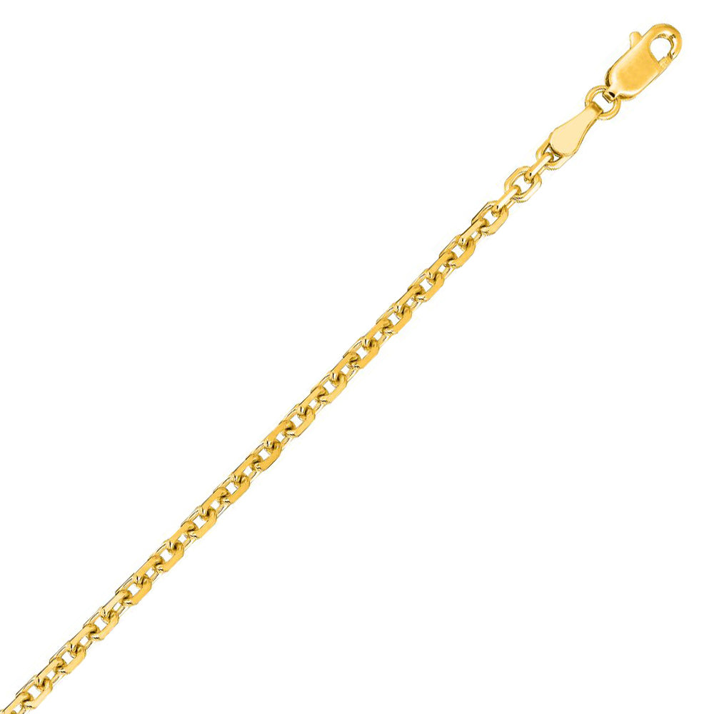 14K Solid Yellow Gold Cable Link Chain 3.1mm thick 20 Inches