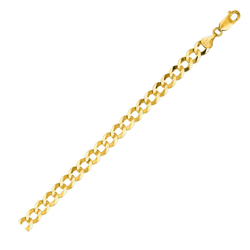 14K Solid Yellow Gold Comfort Curb Bracelet 7mm thick 8.5 Inches
