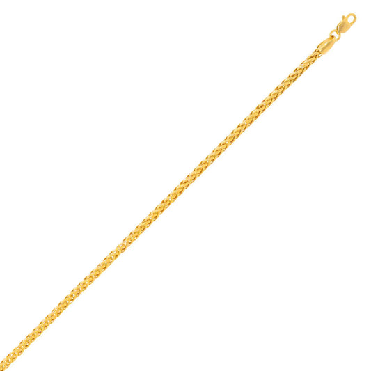 14K Solid Yellow Gold Diamond Cut Light Franco Chain Necklace 2.7mm thick 20 Inches