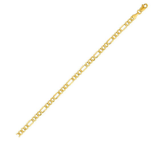 14K Solid Yellow Gold Figaro Lite 3mm thick 24 Inches
