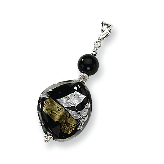 Sterling Silver Abstract Swirl Murano Glass Pendant