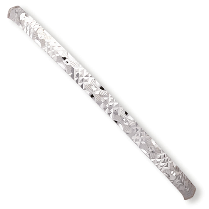 Sterling Silver 4.25mm Fancy Diamond-cut Slip-On Bangle Bracelet